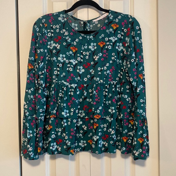 Green with flowers frill Zara blouse - Picture 2 of 7